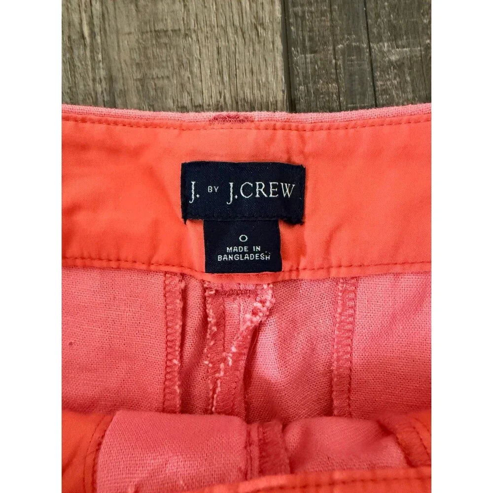 J Crew Linen Scalloped Shorts Sz. 0 Coral